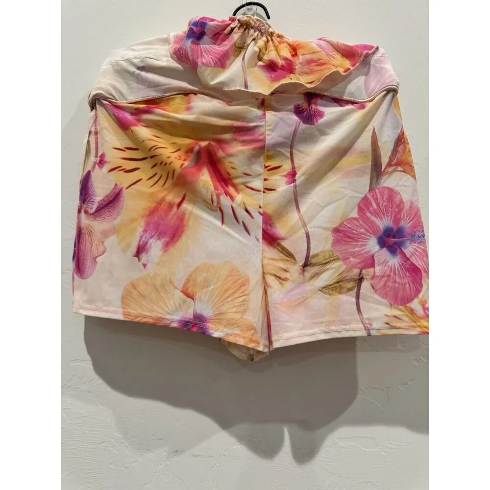 Out From Under Skirt Womens L Pink Floral Ruffle Tiered Mini Urban Outfitters